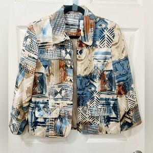 Vintage Alfred Dunner Montana Sky Abstract Southwest Zip Jacket Size 6P